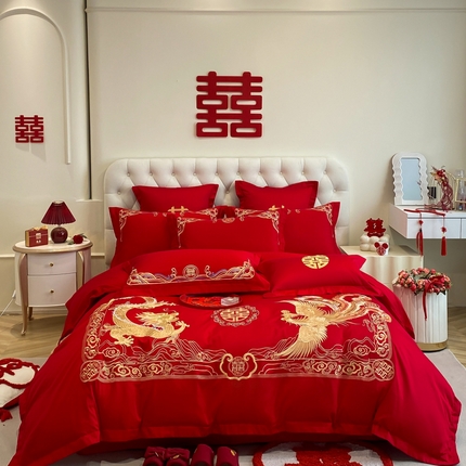 91家纺网 家纺一手货源 找家纺 （总）欧乐蒂 2025新款亲肤棉婚庆刺绣四件套系列