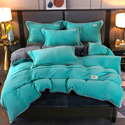 91家纺网 家纺一手货源 找家纺 （总）董成龙 2024新款高克重纯色牛奶绒法莱绒金貂貂狐床笠款四件套