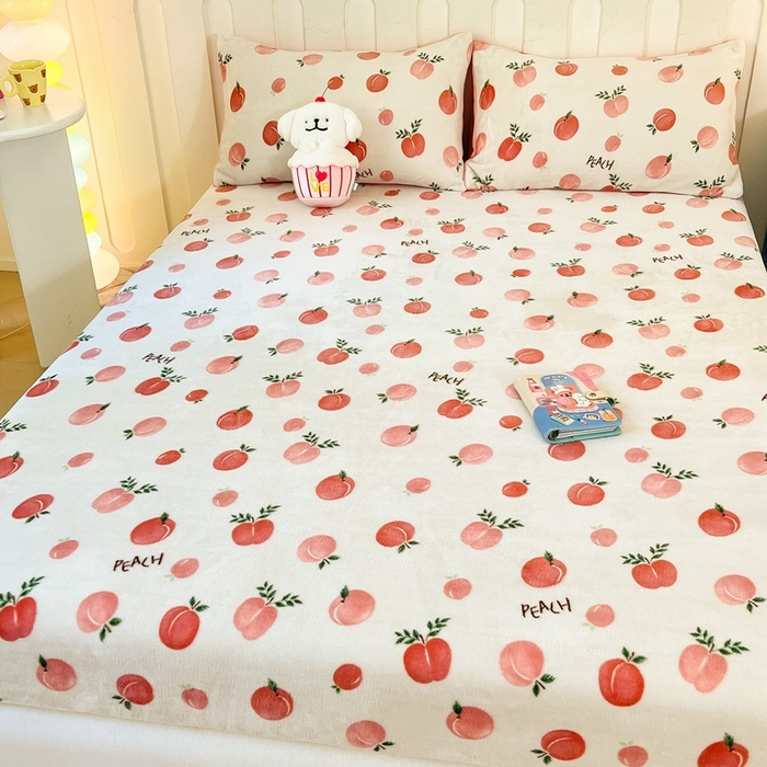 91家纺网 家纺一手货源 找家纺  星座家纺 2025新款小清新牛奶绒单床笠 水果派