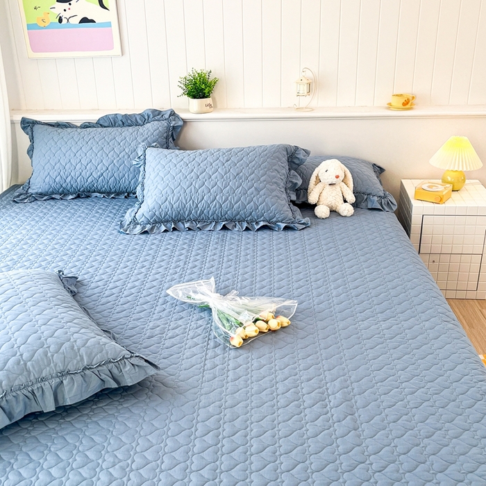 91家纺网 家纺一手货源 找家纺 暖居 2024支持定制纯棉榻榻米四件套全棉农村单件大炕盖纯色床单三件套系列 天空蓝