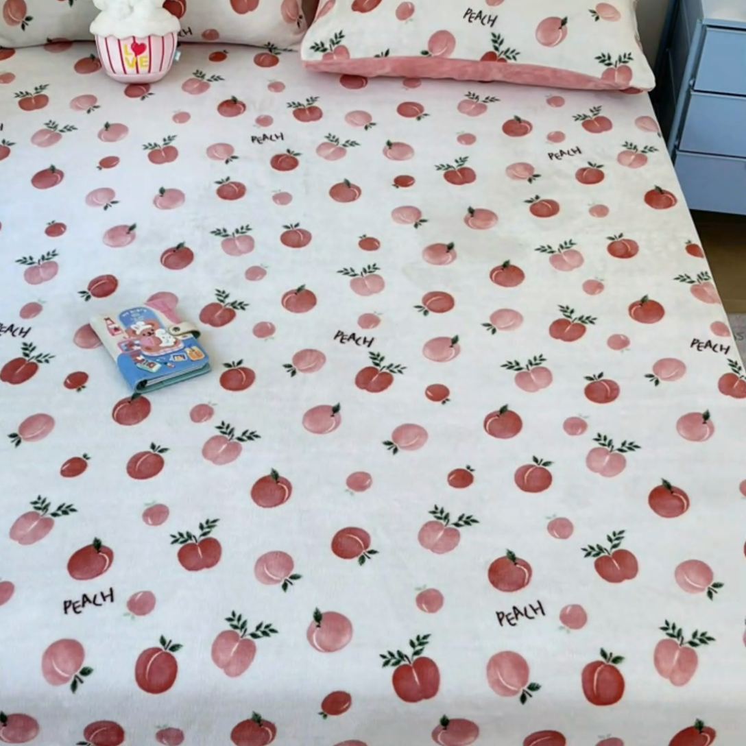 91家纺网 家纺一手货源 找家纺  星座家纺 2025新款小清新牛奶绒单床笠 水果派