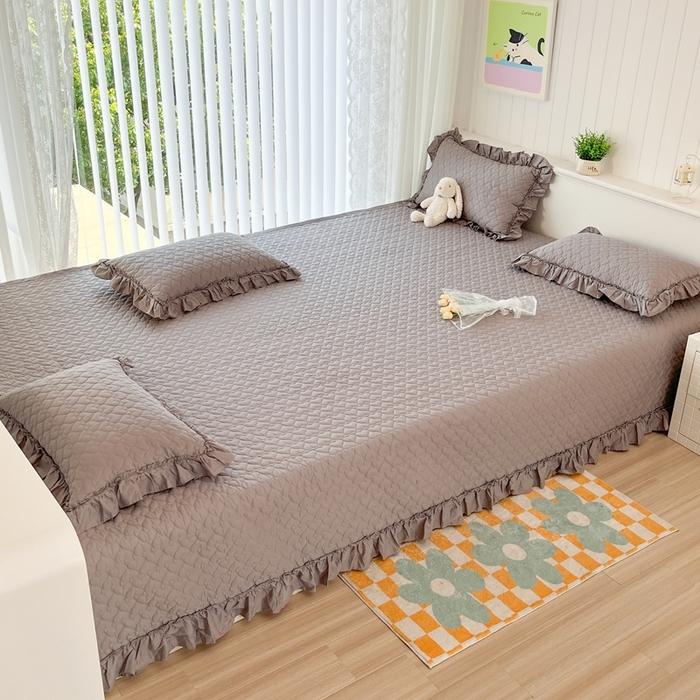 91家纺网 家纺一手货源 找家纺 暖居 2024支持定制纯棉榻榻米四件套全棉农村单件大炕盖纯色床单三件套系列 夜空灰  