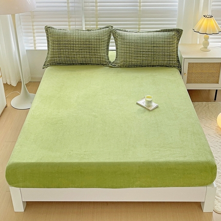 91家纺网 家纺一手货源 找家纺 （总）简一 2024新款牛奶绒无印风ins风方格系列-单床笠