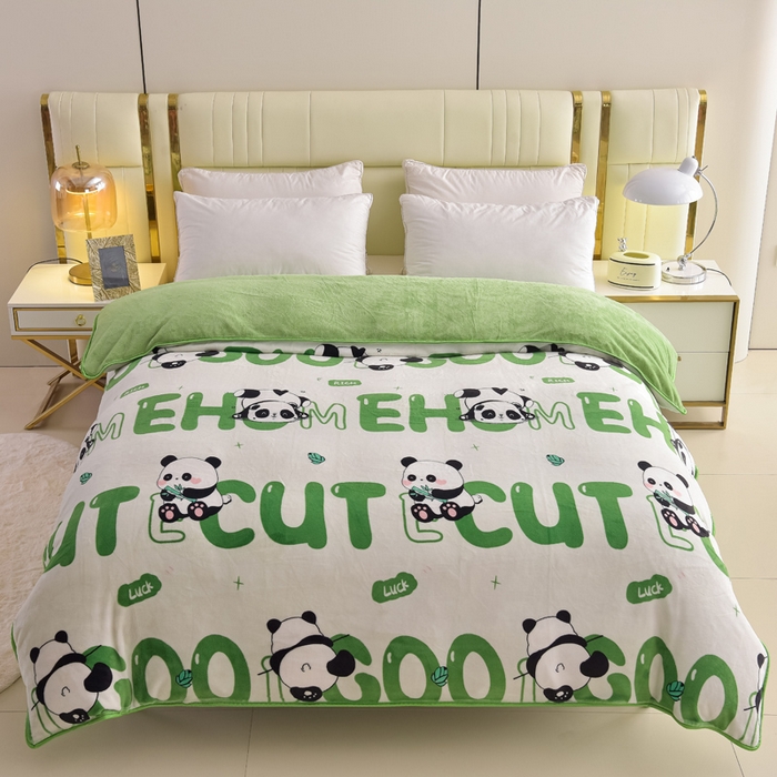 91家纺网 家纺一手货源 找家纺 曼尼家纺2025高克重直播印花床裙款法莱绒金貂珊瑚绒牛奶绒四件套 小熊丫丫