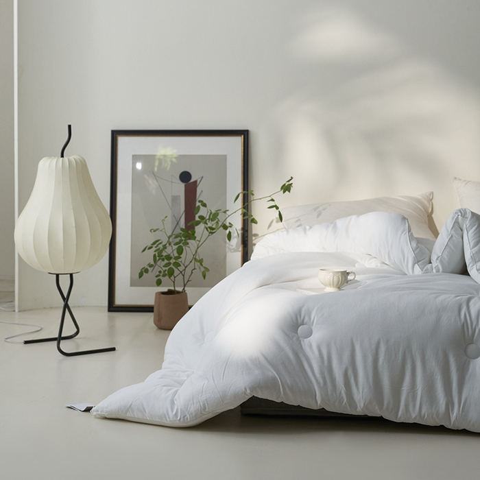 91家纺网 家纺一手货源 找家纺 欧夏家纺 2024新款日式素棉提花大豆被明太西川 白色