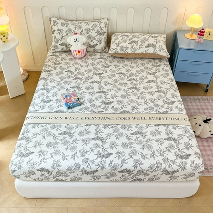 91家纺网 家纺一手货源 找家纺  星座家纺 2025新款小清新牛奶绒单床笠 午后花园