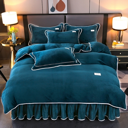 91家纺网 家纺一手货源 找家纺 （总）董成龙2025新款床裙款230克A类全消光婴儿级纯色牛奶绒四件套