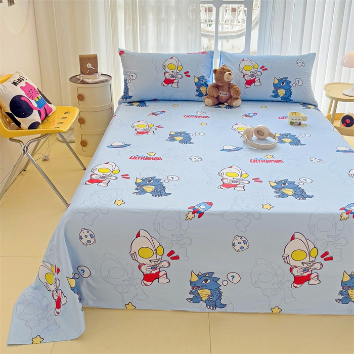 91家纺网 家纺一手货源 找家纺 名兮家居 2024新款正版授权经典奥特曼-三丽鸥全棉床单【含防伪标】 奥特勇士