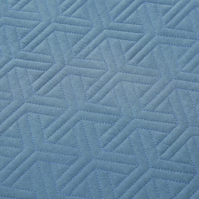 91家纺网 家纺一手货源 找家纺 OL家纺 2024新款磨毛暖绒床盖夹棉四件套刺绣轻奢风 海洋蓝