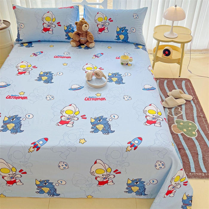 91家纺网 家纺一手货源 找家纺 名兮家居 2024新款正版授权经典奥特曼-三丽鸥全棉床单【含防伪标】 奥特勇士