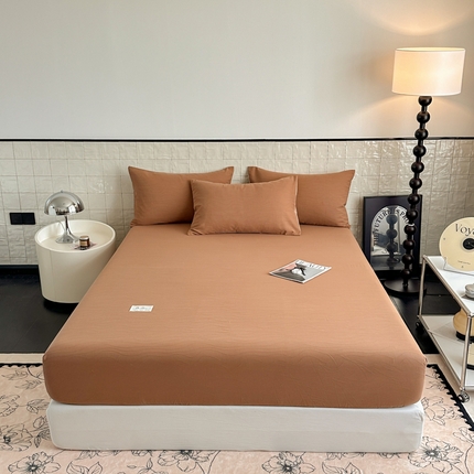 91家纺网 家纺一手货源 找家纺 眠博士 2024新款全棉美拉德系列床笠 单品追忆床笠-棕咖