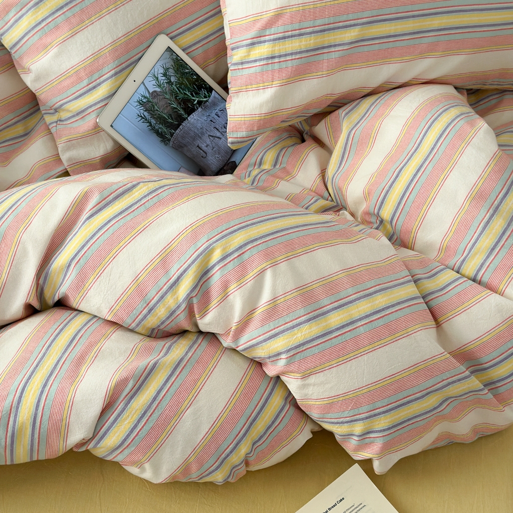 91家纺网 家纺一手货源 找家纺 （总）久典家居 2024新款水洗棉条纹系列单被套