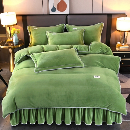 91家纺网 家纺一手货源 找家纺 （总）董成龙2025新款床裙款230克A类全消光婴儿级纯色牛奶绒四件套