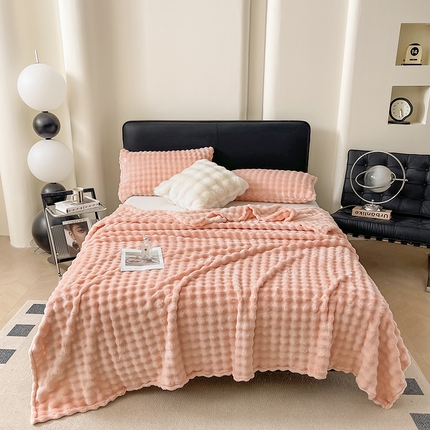 91家纺网 家纺一手货源 找家纺 （总）大元 2025新款仿兔毛泡泡毛毯牛奶绒毛毯午睡毯