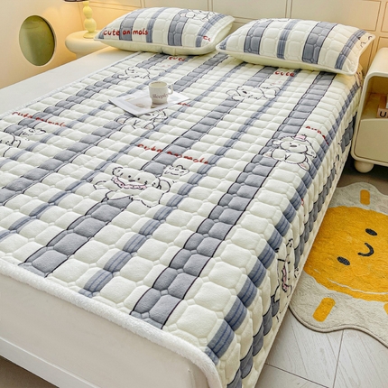 91家纺网 家纺一手货源 找家纺 （总）眠势力 2025新款牛奶绒床垫保暖床褥子夹棉加厚秋冬季印花床护垫