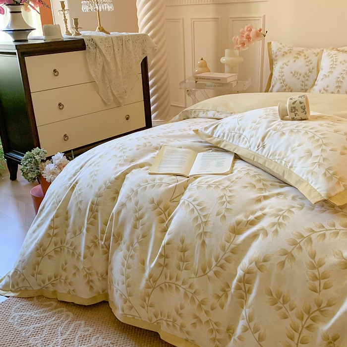 91家纺网 家纺一手货源 找家纺 2024新款全棉磨毛印花系列四件套 仙草