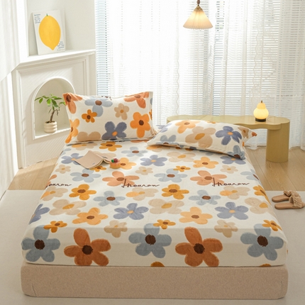 91家纺网 家纺一手货源 找家纺 （总）2025新款200g加厚超柔牛奶绒印花保暖床笠