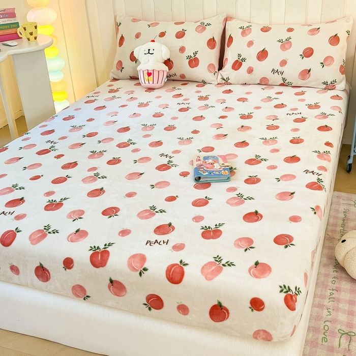 91家纺网 家纺一手货源 找家纺  星座家纺 2025新款小清新牛奶绒单床笠 水果派