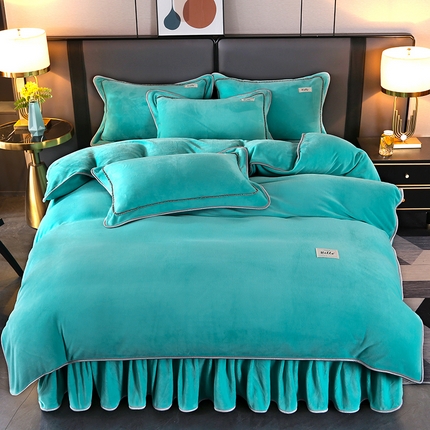 91家纺网 家纺一手货源 找家纺 （总）董成龙2025新款床裙款230克A类全消光婴儿级纯色牛奶绒四件套