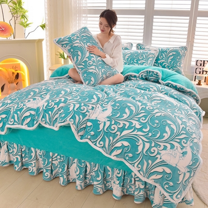 91家纺网 家纺一手货源 找家纺 （总）董成龙家纺 2025新款220克印花牛奶绒四件套A类全消光婴儿级加厚立体四件套