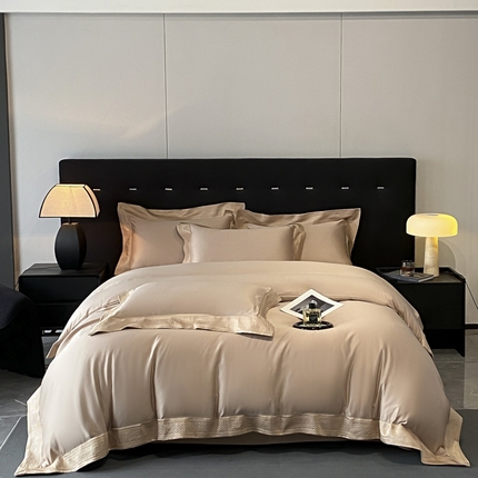 91家纺网 家纺一手货源 找家纺 （总）欧乐蒂 2025新款高支高密水洗贡缎全棉四件套-简爱