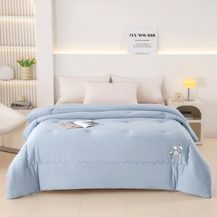 棉造家居 2024新款亲肤棉花被针织棉绗缝春秋冬被芯 雾蓝