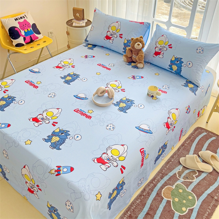 91家纺网 家纺一手货源 找家纺 名兮家居 2024新款正版授权经典奥特曼-三丽鸥全棉床单【含防伪标】 奥特勇士