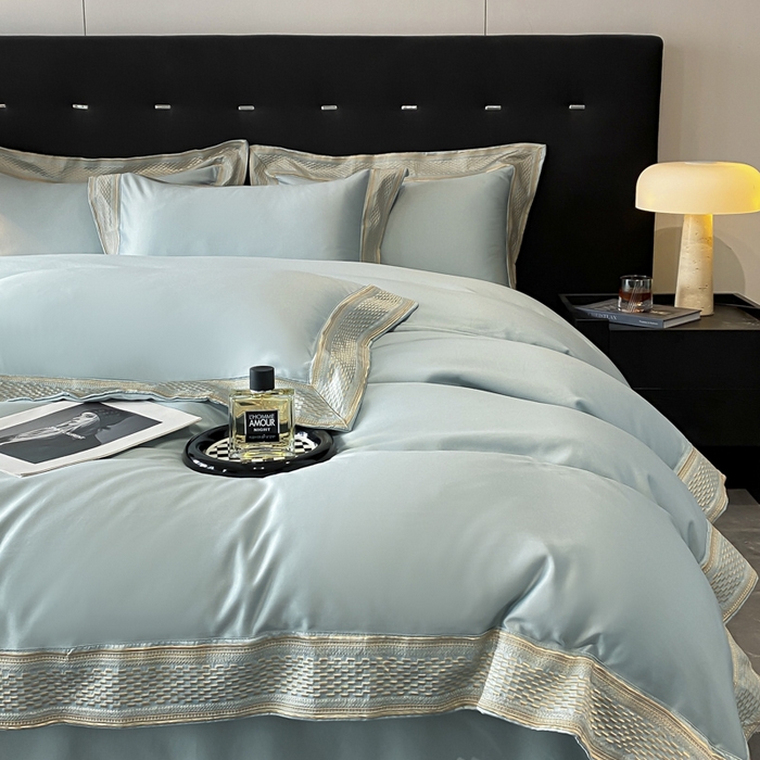 91家纺网 家纺一手货源 找家纺 欧乐蒂 2025新款高支高密水洗贡缎全棉四件套-简爱 简爱梵星兰