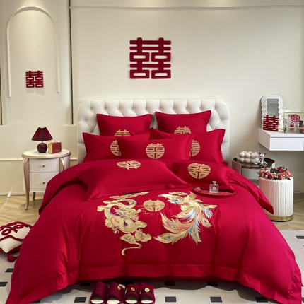 91家纺网 家纺一手货源 找家纺 （总）欧乐蒂 2025新款亲肤棉婚庆刺绣四件套系列