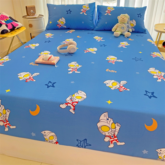 91家纺网 家纺一手货源 找家纺 名兮家居 2024新款正版授权经典奥特曼-三丽鸥全棉印花床笠【含防伪标】 艾斯奥特曼