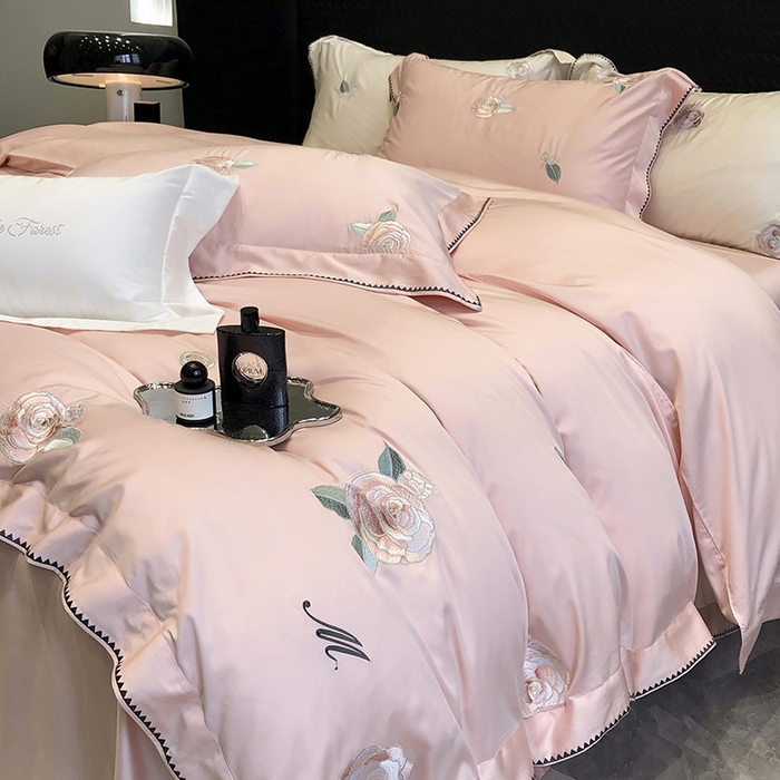 91家纺网 家纺一手货源 找家纺 黑白森林 2024年春夏上新50x50s高支天丝棉四件套-莉亚公主 莉亚公主-柔粉