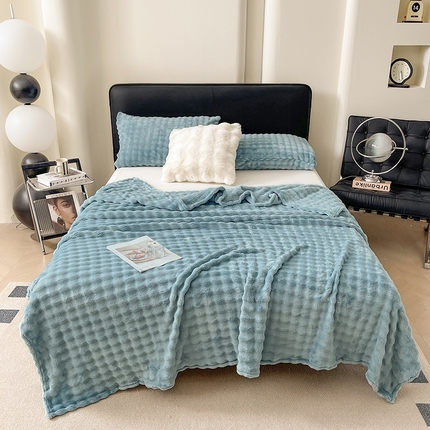 91家纺网 家纺一手货源 找家纺 （总）大元 2025新款仿兔毛泡泡毛毯牛奶绒毛毯午睡毯