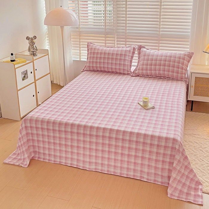 91家纺网 家纺一手货源 找家纺 （总）简一 2025新款牛奶绒无印风ins风方格系列-四件套