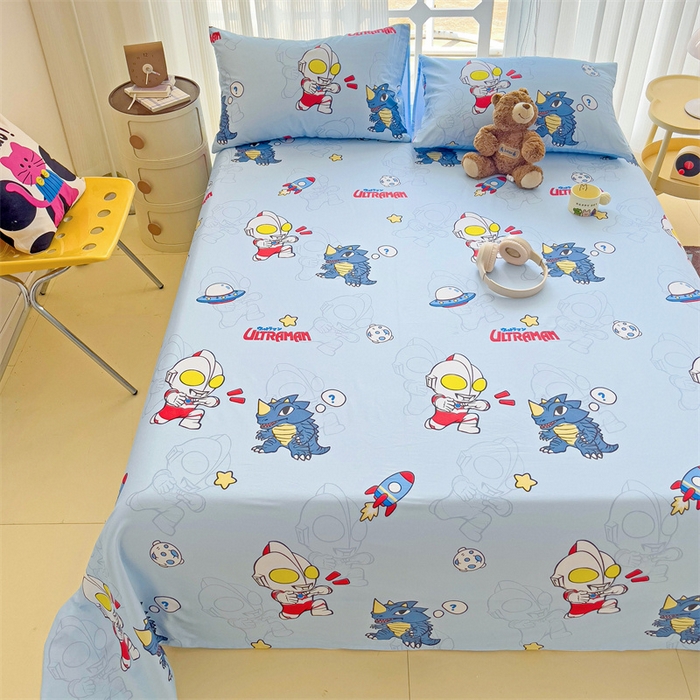 91家纺网 家纺一手货源 找家纺 名兮家居 2024新款正版授权经典奥特曼-三丽鸥全棉床单【含防伪标】 奥特勇士