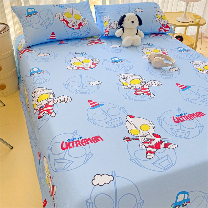 91家纺网 家纺一手货源 找家纺 名兮家居 2024新款正版授权经典奥特曼-三丽鸥全棉床单【含防伪标】 奥特兄弟