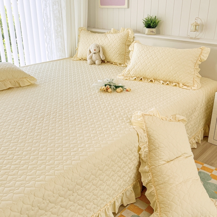 91家纺网 家纺一手货源 找家纺 暖居 2024支持定制纯棉榻榻米四件套全棉农村单件大炕盖纯色床单三件套系列 米黄