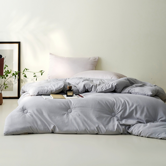 91家纺网 家纺一手货源 找家纺 欧夏家纺 2024新款日式素棉提花大豆被明太西川 灰色