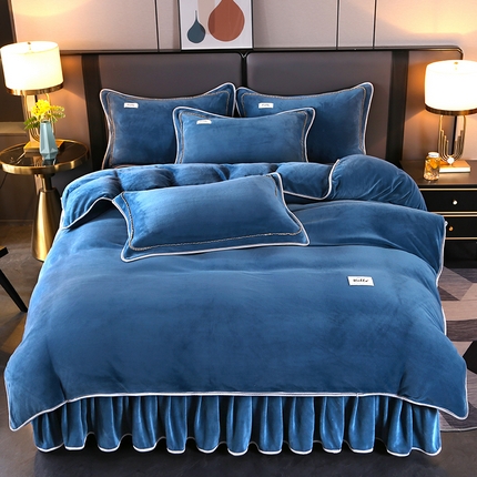 91家纺网 家纺一手货源 找家纺 （总）董成龙2025新款床裙款230克A类全消光婴儿级纯色牛奶绒四件套