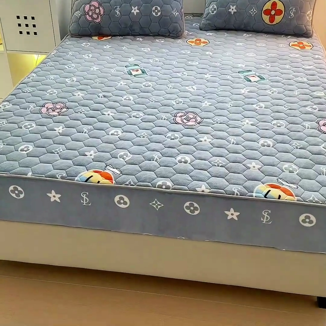 91家纺网 家纺一手货源 找家纺 （总）情煊家纺 2024新款保暖牛奶绒夹棉床笠-床笠款牛奶绒床笠三件套