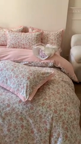 91家纺网 家纺一手货源 找家纺 2024新款全棉磨毛印花系列四件套 花语涧