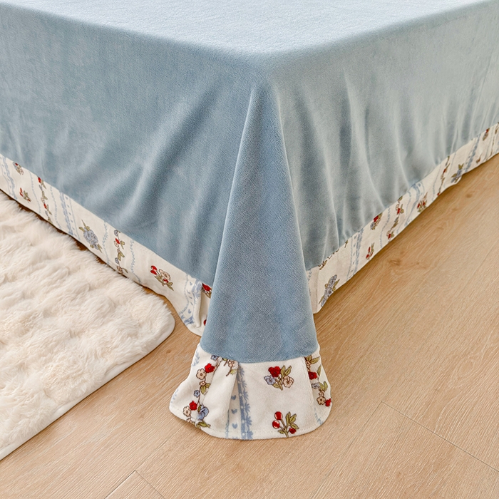 91家纺网 家纺一手货源 找家纺 呗旺鹿 2024新款高克重印花牛奶绒四件套 花间兔