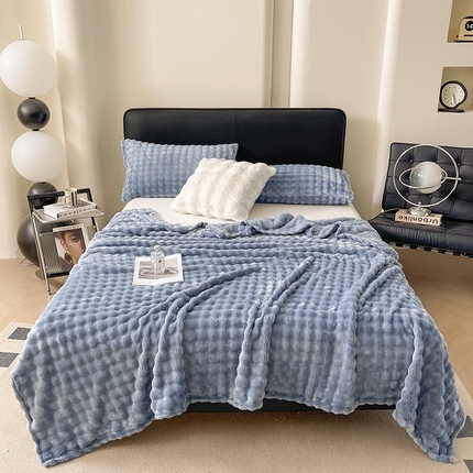 91家纺网 家纺一手货源 找家纺 （总）大元 2025新款仿兔毛泡泡毛毯牛奶绒毛毯午睡毯