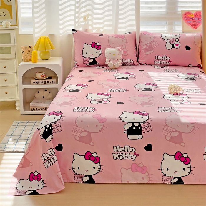 91家纺网 家纺一手货源 找家纺 名兮家居 2024新款正版授权经典奥特曼-三丽鸥全棉床单【含防伪标】 爱心kt