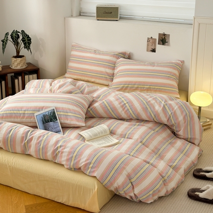 久典家居 2024新款水洗棉条纹系列四件套 米娅