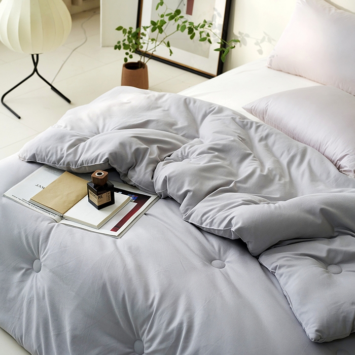 91家纺网 家纺一手货源 找家纺 欧夏家纺 2024新款日式素棉提花大豆被明太西川 灰色