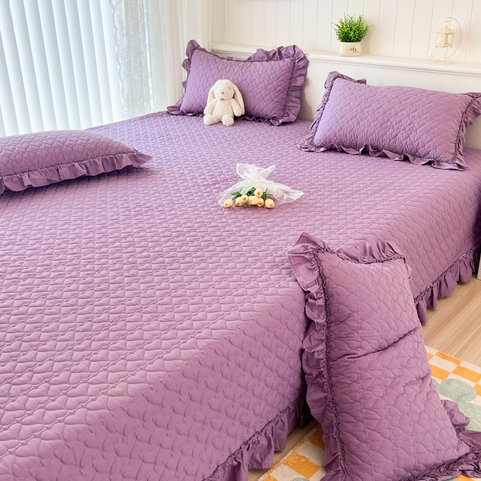 91家纺网 家纺一手货源 找家纺 暖居 2024支持定制纯棉榻榻米四件套全棉农村单件大炕盖纯色床单三件套系列 香芋紫色