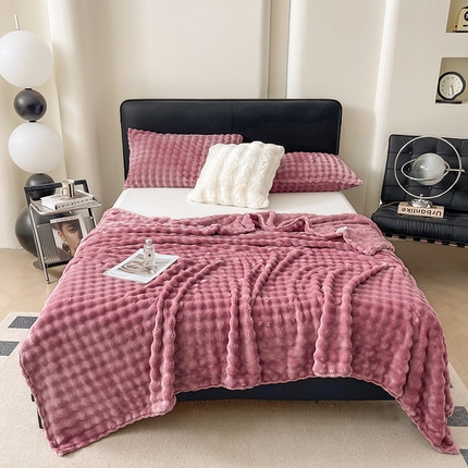 91家纺网 家纺一手货源 找家纺 （总）大元 2025新款仿兔毛泡泡毛毯牛奶绒毛毯午睡毯