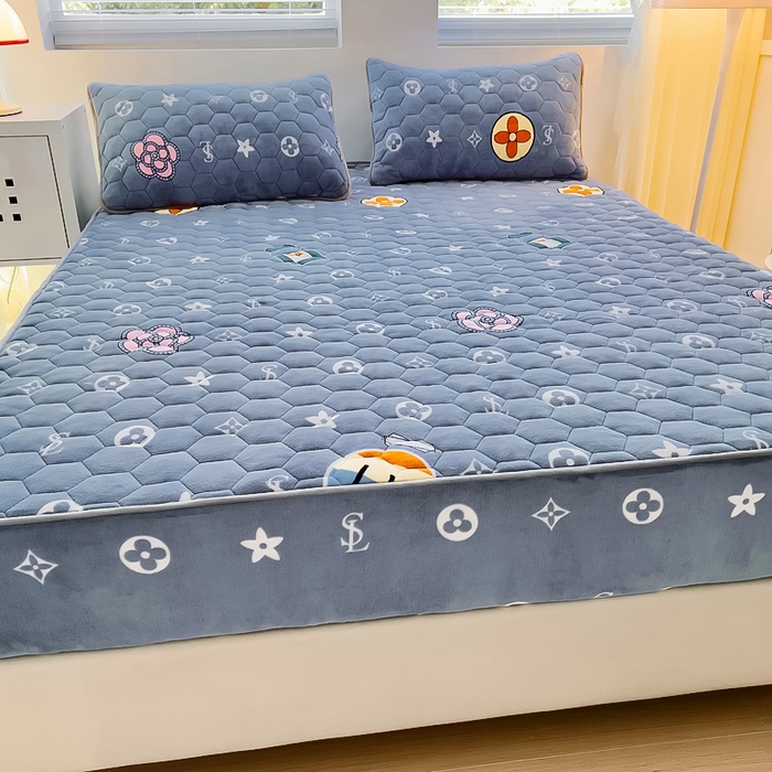 91家纺网 家纺一手货源 找家纺 （总）情煊家纺 2024新款保暖牛奶绒夹棉床笠-床笠款牛奶绒床笠三件套