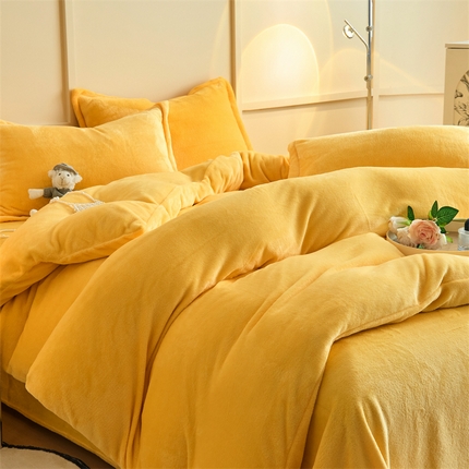 91家纺网 家纺一手货源 找家纺 （总）兰紫橙家纺 2025新款加厚保暖纯色双拼牛奶绒四件套