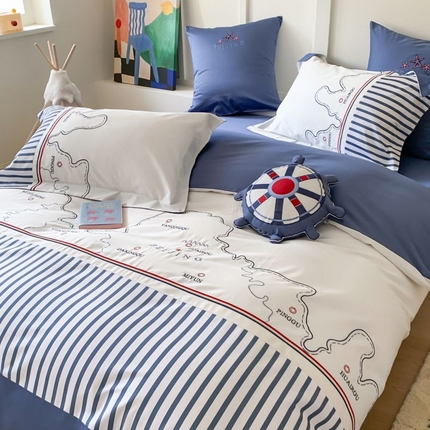 91家纺网 家纺一手货源 找家纺 （总）曼布缇 2025新品卡通100s长绒棉贴布绣花四件套-亚特